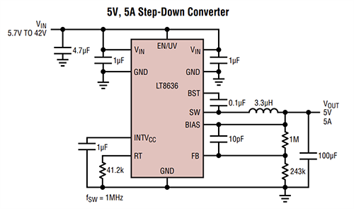 Application Circuit Diagram - Analog Devices Inc. LT8636x/LT8637x Synch Step-Down Regulators